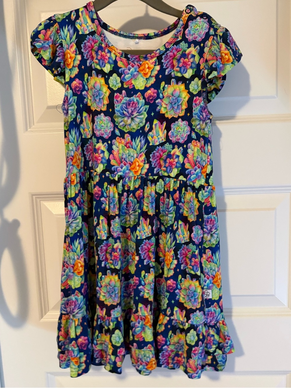 Ollee and Belle Navy Floral Succulent Print Bamboo Dress